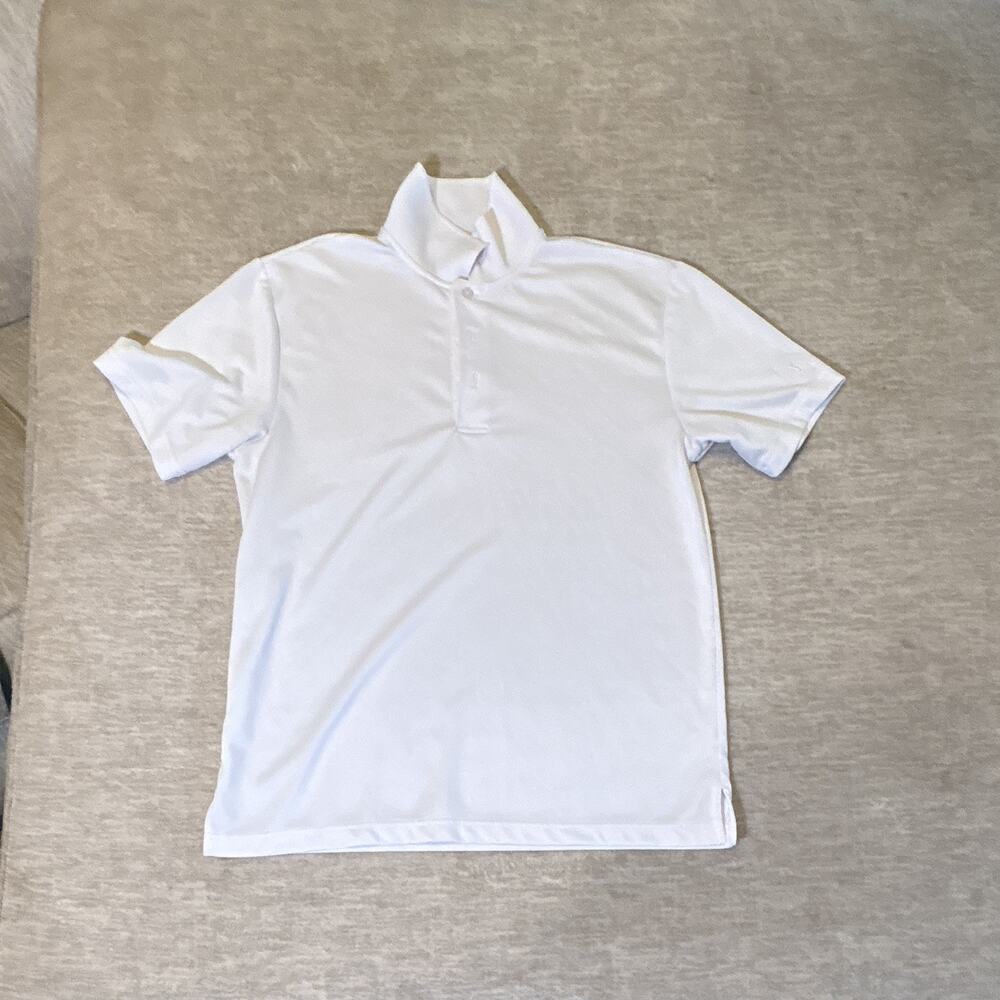 PGA TOUR Airflux Men's M White Short Sleeve Golf Polo Knit Polyester Easy Care